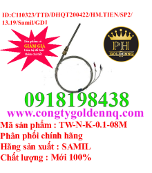 Đầu dò nhiệt độ loại K(CA) dạng dây dài 8 mét ren 13 đầu dò dài 100mm phi 6 TW-N-K-0.1-08M